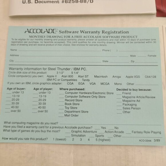 Steel Thunder Tank Simulation Accolade 1989 Big Box (PC 5 1/4” Floppy & 3.5) - Picture 10 of 10